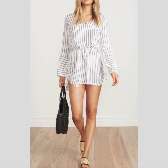 FAITHFULL THE BRAND Neroli Dress in Lambert Stripe Black White Size Small 4 - Picture 1 of 16